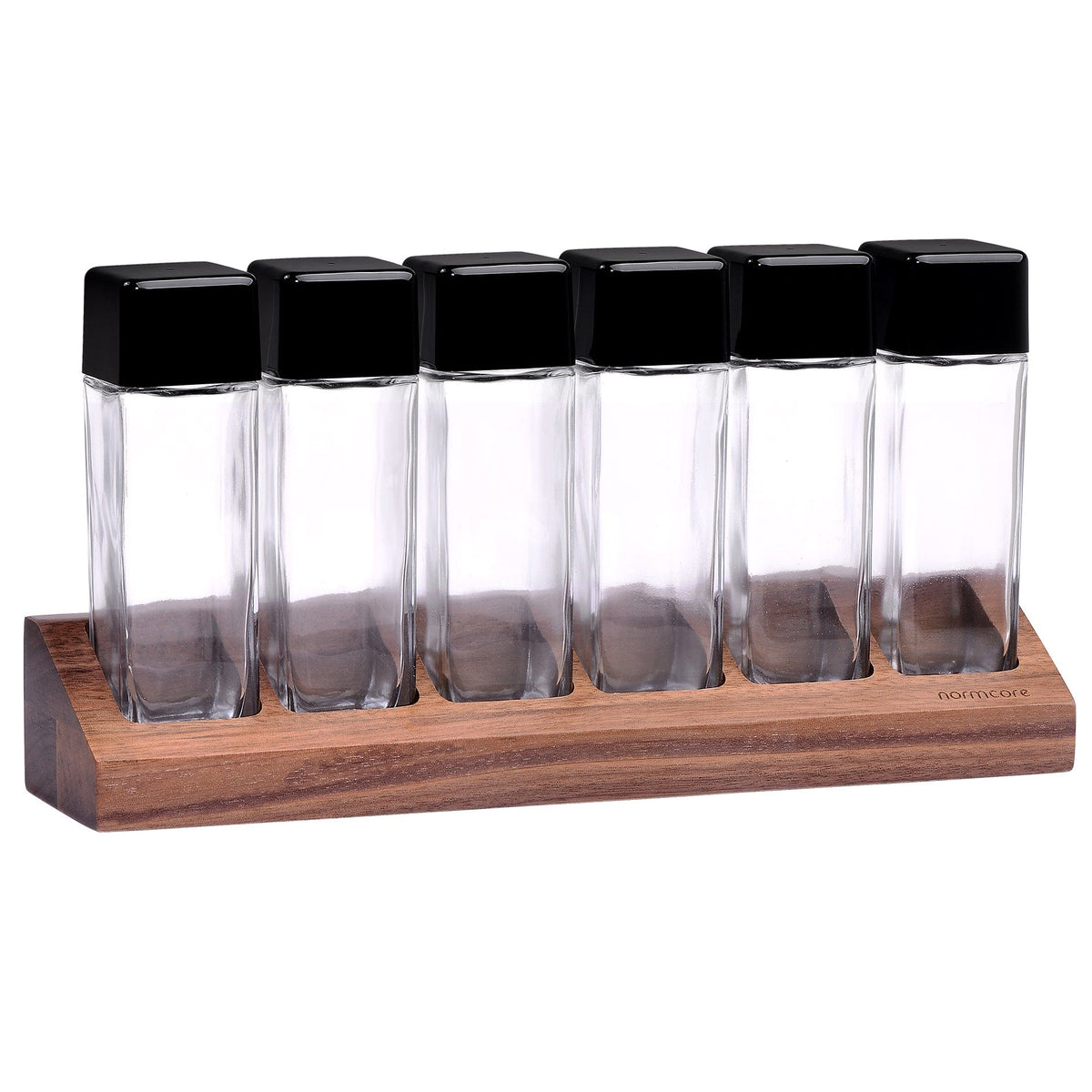 Normcore / 6 GLASS TUBES COFFEE BEAN CELLARS WITH WALNUT STAND | NormCoreWares