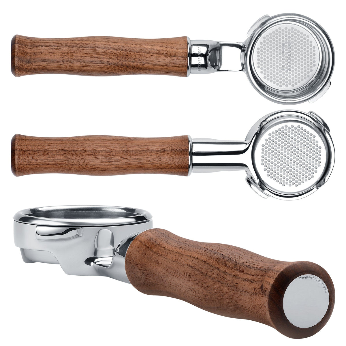 Normcore Slim Bottomless Portafilter with Upgraded Walnut Wood Handle | NormCoreWares