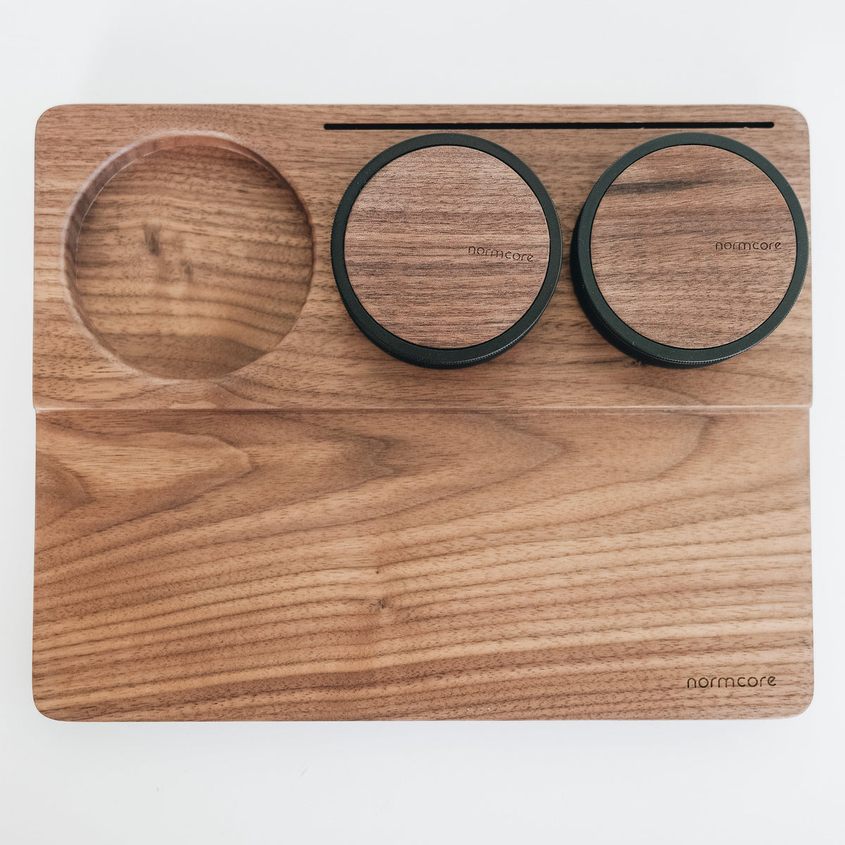 Normcore Wooden Espresso Tamping Station - Walnut / Oak | NormCoreWares