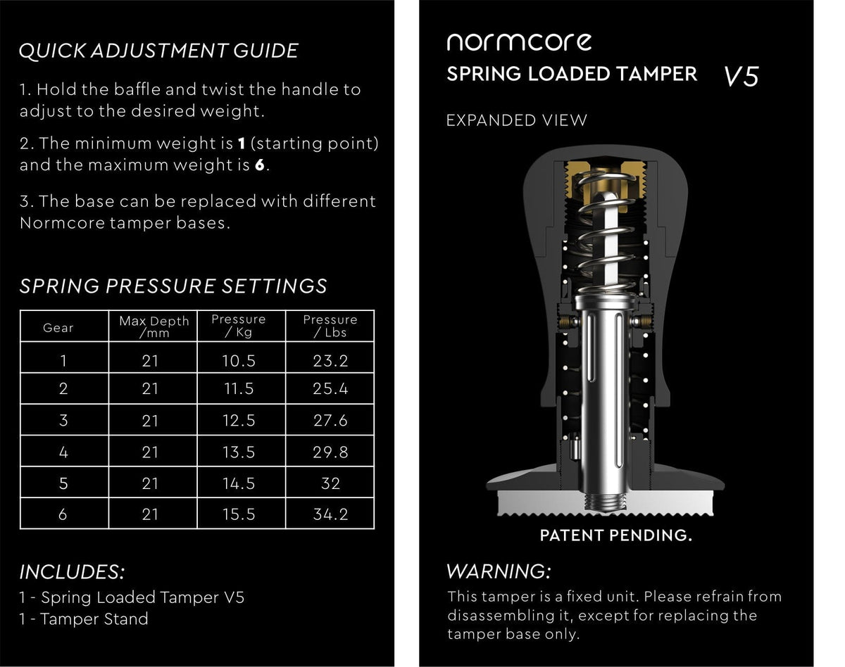 Normcore V5 Spring Loaded Tamper - Titanium Coating Base | NormCoreWares